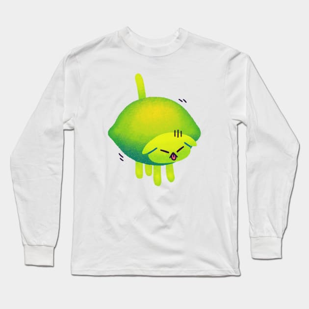 Lime Cat Long Sleeve T-Shirt by knitetgantt